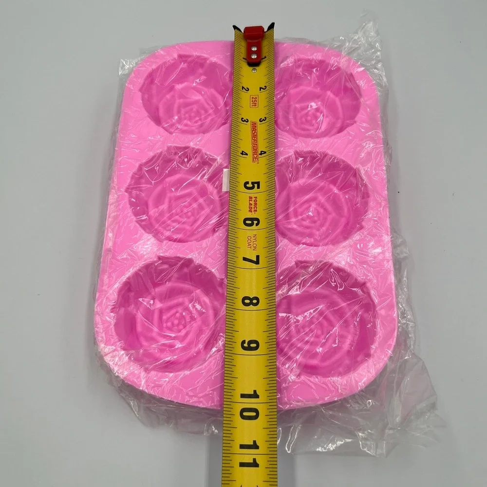 Rose Flower Silicone Molds Set of 2 6 Cavity Pink Baking Soap DIY New